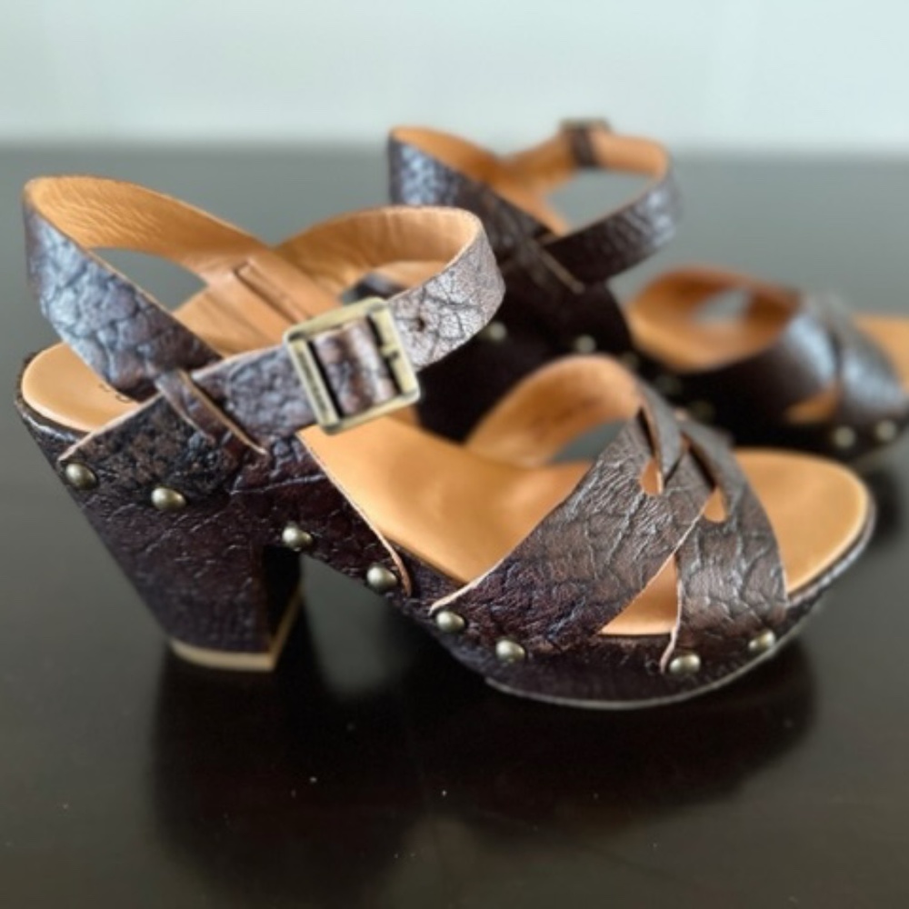 Kork Ease Sandals Deborah Platform Womens sz 6 Brown Leather Strappy Heels K0182